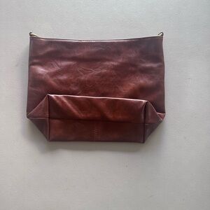 A New Day Brown Leather Wristlet Clutch